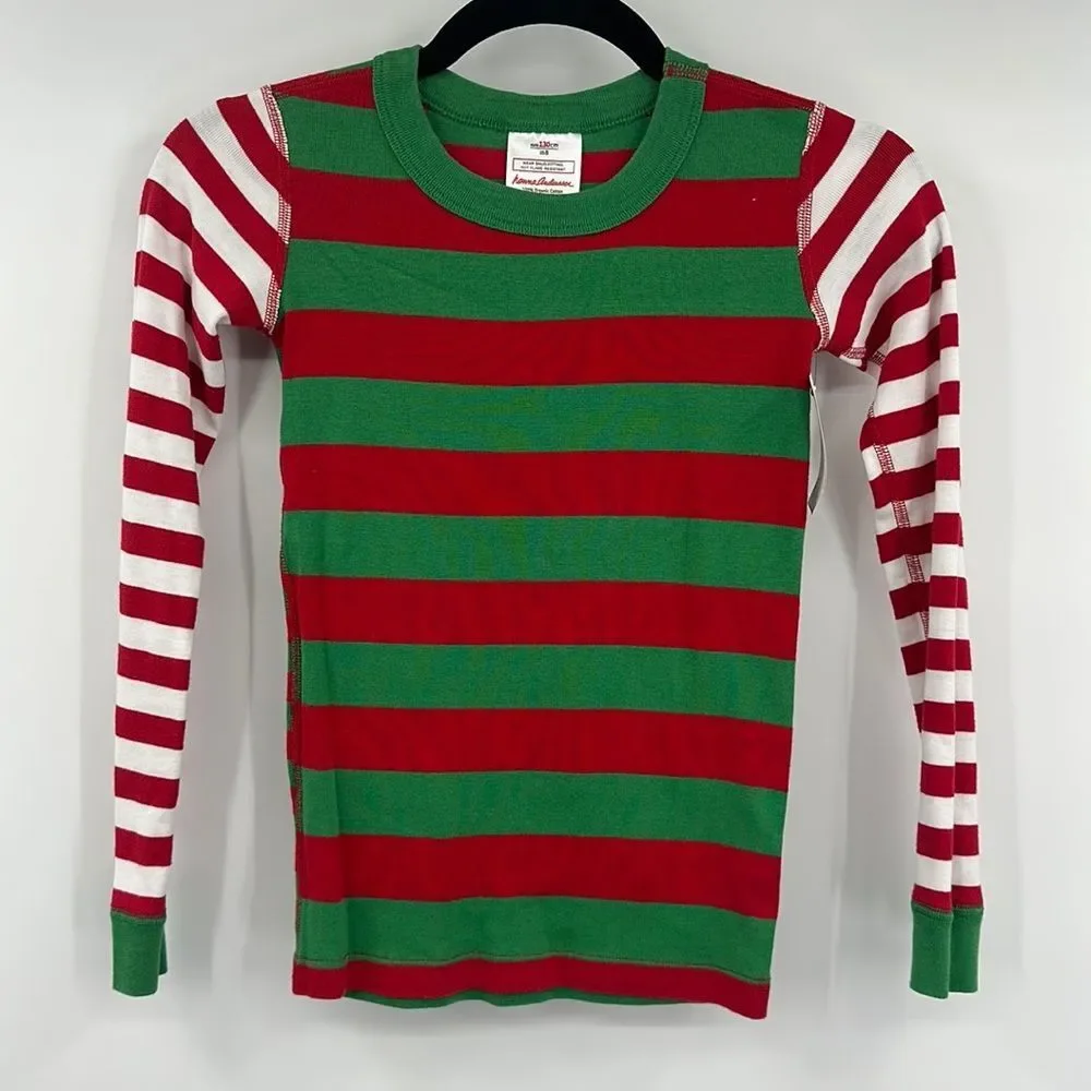 Hanna Andersson Red/Green/White Striped Pj Top ONLY Sz‎ 140cm (8)